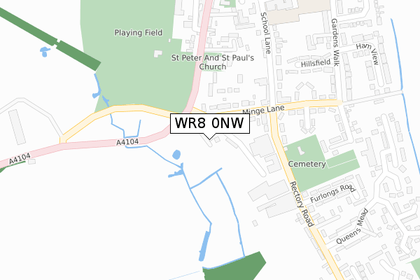 WR8 0NW map - large scale - OS Open Zoomstack (Ordnance Survey)
