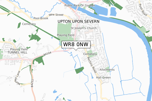 WR8 0NW map - small scale - OS Open Zoomstack (Ordnance Survey)