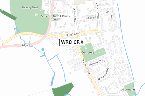 WR8 0RX map - large scale - OS Open Zoomstack (Ordnance Survey)