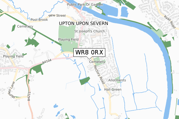 WR8 0RX map - small scale - OS Open Zoomstack (Ordnance Survey)