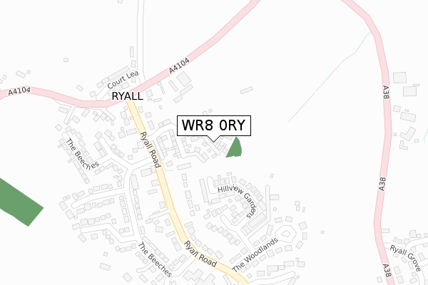 WR8 0RY map - large scale - OS Open Zoomstack (Ordnance Survey)