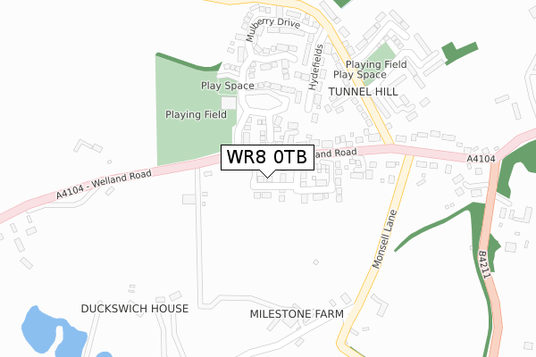 WR8 0TB map - large scale - OS Open Zoomstack (Ordnance Survey)