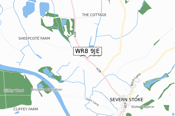 WR8 9JE map - small scale - OS Open Zoomstack (Ordnance Survey)