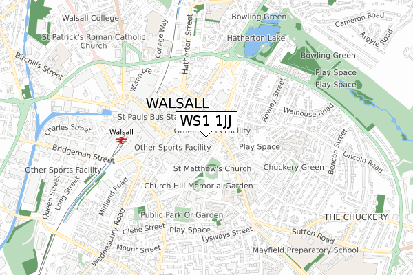 WS1 1JJ map - small scale - OS Open Zoomstack (Ordnance Survey)