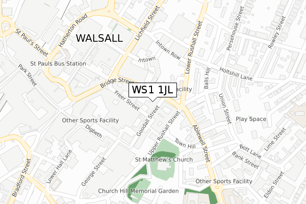 WS1 1JL map - large scale - OS Open Zoomstack (Ordnance Survey)