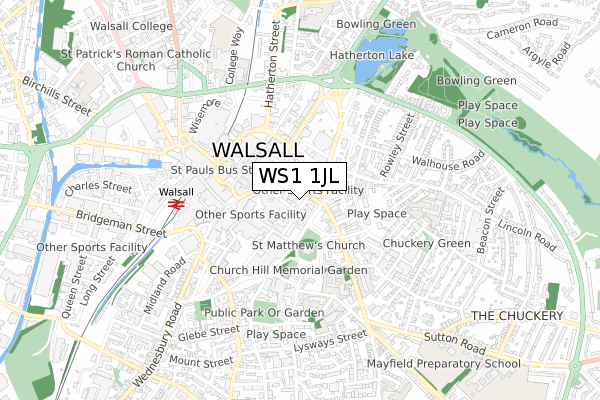 WS1 1JL map - small scale - OS Open Zoomstack (Ordnance Survey)