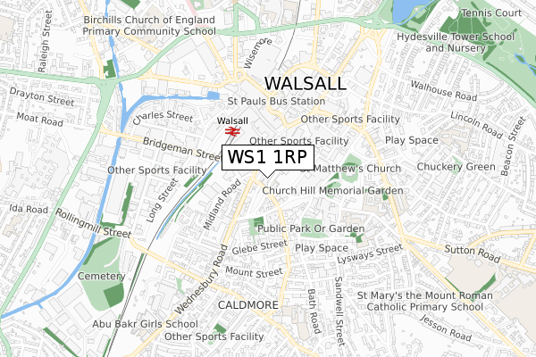 WS1 1RP map - small scale - OS Open Zoomstack (Ordnance Survey)