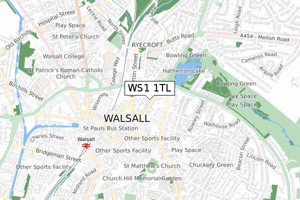 WS1 1TL map - small scale - OS Open Zoomstack (Ordnance Survey)