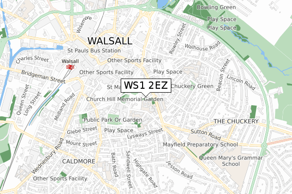 WS1 2EZ map - small scale - OS Open Zoomstack (Ordnance Survey)