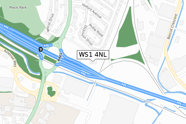 WS1 4NL map - large scale - OS Open Zoomstack (Ordnance Survey)