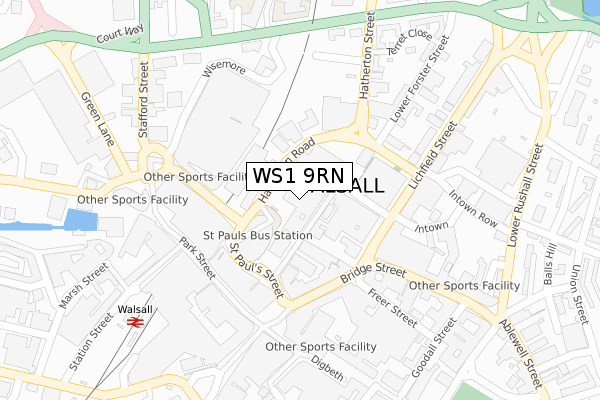 WS1 9RN map - large scale - OS Open Zoomstack (Ordnance Survey)