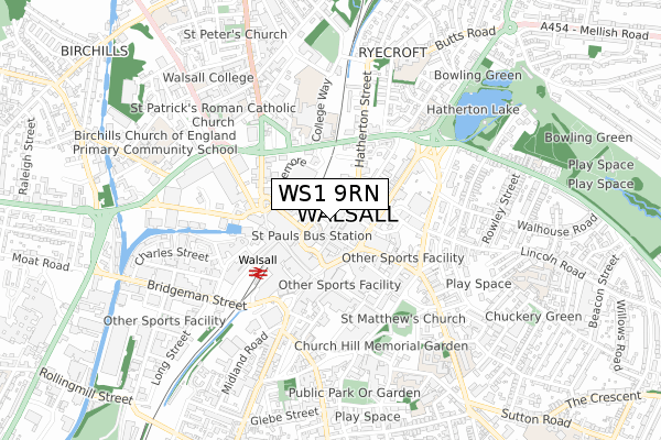 WS1 9RN map - small scale - OS Open Zoomstack (Ordnance Survey)