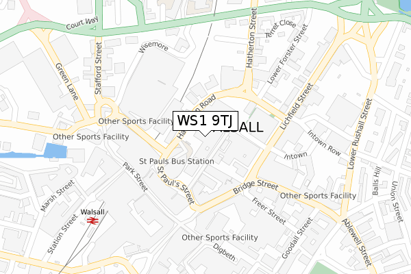 WS1 9TJ map - large scale - OS Open Zoomstack (Ordnance Survey)