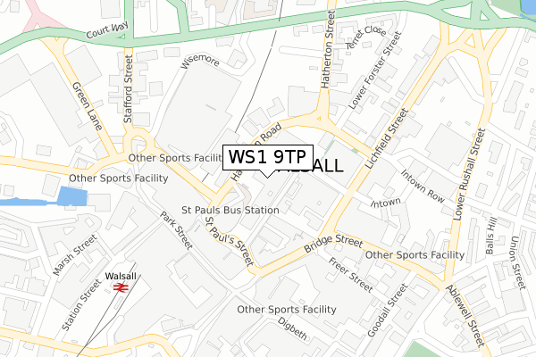 WS1 9TP map - large scale - OS Open Zoomstack (Ordnance Survey)