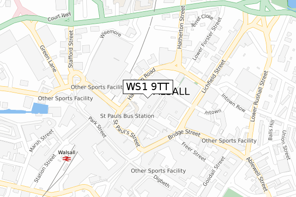 WS1 9TT map - large scale - OS Open Zoomstack (Ordnance Survey)