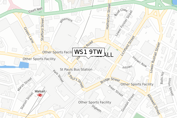 WS1 9TW map - large scale - OS Open Zoomstack (Ordnance Survey) WS1 9TW map - large scale - OS Open Zoomstack (Ordnance Survey)