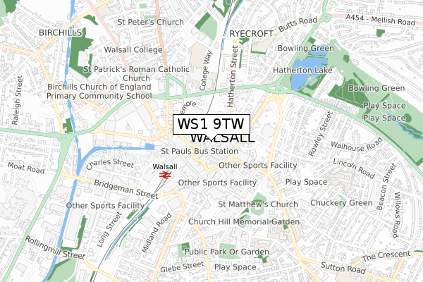 WS1 9TW map - small scale - OS Open Zoomstack (Ordnance Survey) WS1 9TW map - small scale - OS Open Zoomstack (Ordnance Survey)
