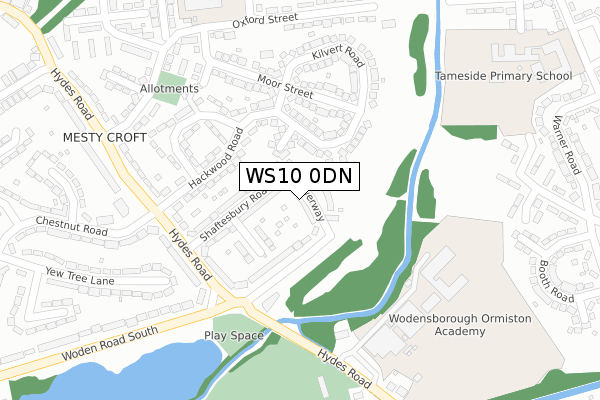 WS10 0DN map - large scale - OS Open Zoomstack (Ordnance Survey)