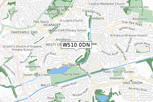 WS10 0DN map - small scale - OS Open Zoomstack (Ordnance Survey)