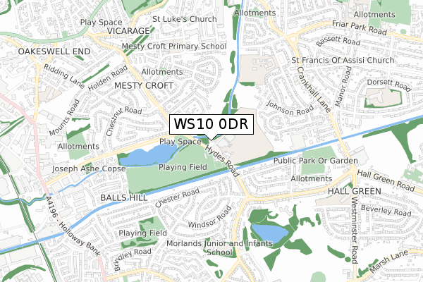 WS10 0DR map - small scale - OS Open Zoomstack (Ordnance Survey)