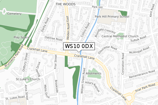WS10 0DX map - large scale - OS Open Zoomstack (Ordnance Survey)