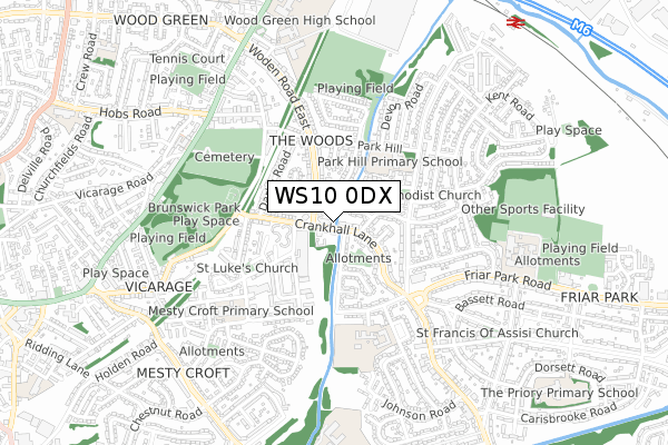 WS10 0DX map - small scale - OS Open Zoomstack (Ordnance Survey)
