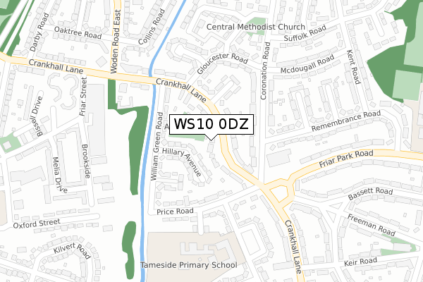 WS10 0DZ map - large scale - OS Open Zoomstack (Ordnance Survey)