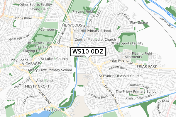 WS10 0DZ map - small scale - OS Open Zoomstack (Ordnance Survey)