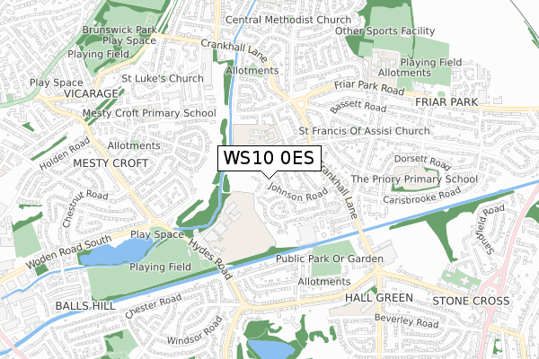 WS10 0ES map - small scale - OS Open Zoomstack (Ordnance Survey)