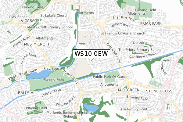 WS10 0EW map - small scale - OS Open Zoomstack (Ordnance Survey)