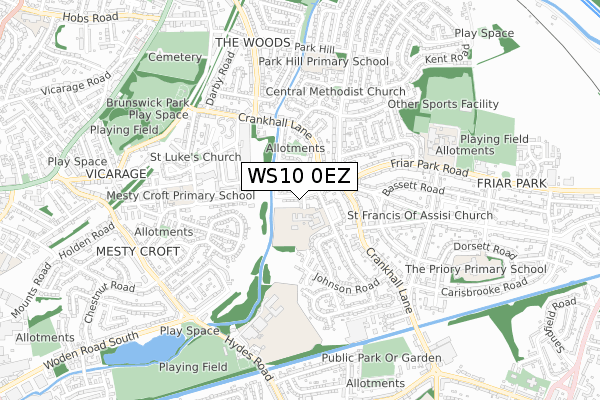 WS10 0EZ map - small scale - OS Open Zoomstack (Ordnance Survey)