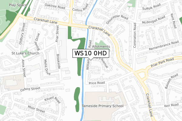 WS10 0HD map - large scale - OS Open Zoomstack (Ordnance Survey)