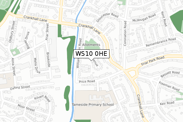 WS10 0HE map - large scale - OS Open Zoomstack (Ordnance Survey)