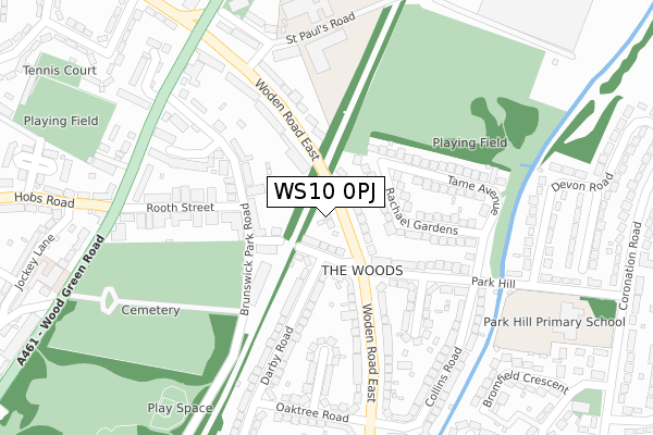 WS10 0PJ map - large scale - OS Open Zoomstack (Ordnance Survey)