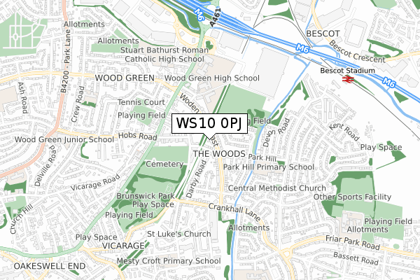 WS10 0PJ map - small scale - OS Open Zoomstack (Ordnance Survey)