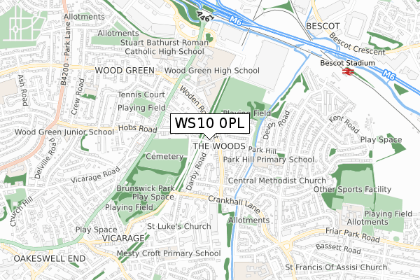 WS10 0PL map - small scale - OS Open Zoomstack (Ordnance Survey)