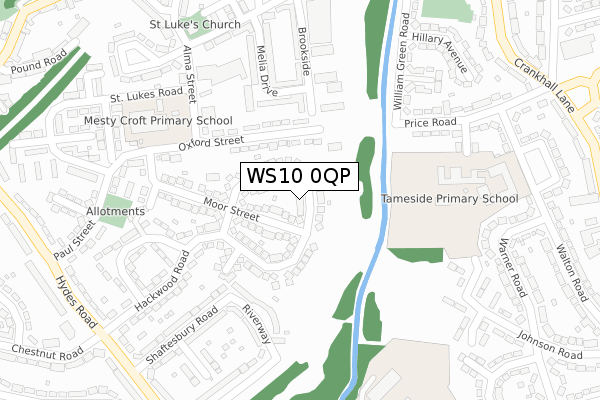 WS10 0QP map - large scale - OS Open Zoomstack (Ordnance Survey)