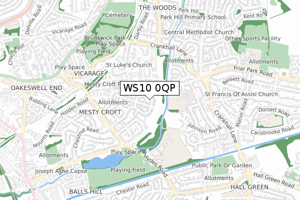 WS10 0QP map - small scale - OS Open Zoomstack (Ordnance Survey)