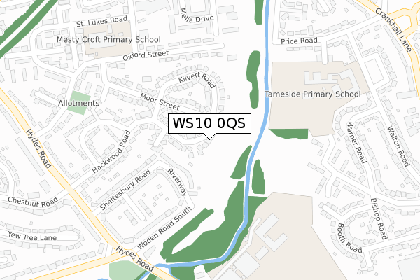 WS10 0QS map - large scale - OS Open Zoomstack (Ordnance Survey)