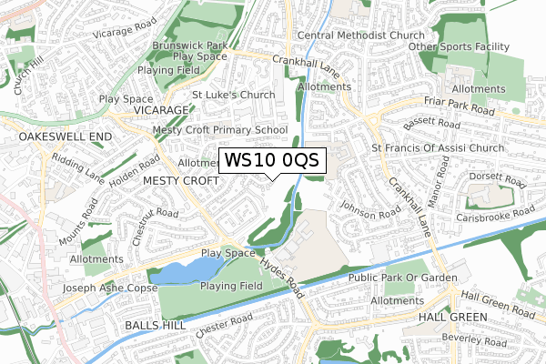 WS10 0QS map - small scale - OS Open Zoomstack (Ordnance Survey)