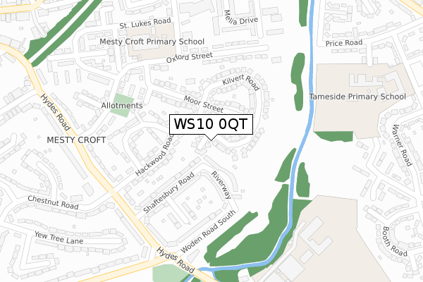 WS10 0QT map - large scale - OS Open Zoomstack (Ordnance Survey)