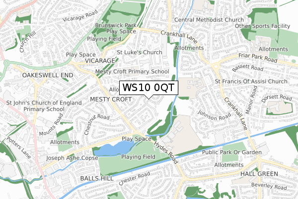 WS10 0QT map - small scale - OS Open Zoomstack (Ordnance Survey)