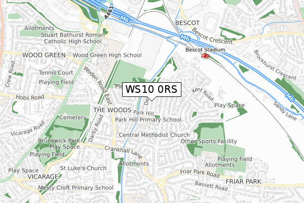 WS10 0RS map - small scale - OS Open Zoomstack (Ordnance Survey)