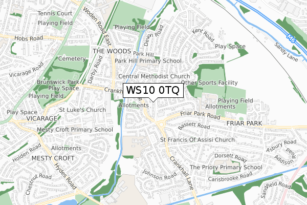 WS10 0TQ map - small scale - OS Open Zoomstack (Ordnance Survey)