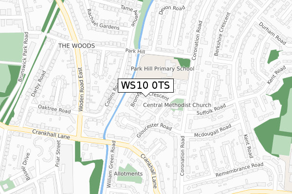 WS10 0TS map - large scale - OS Open Zoomstack (Ordnance Survey)