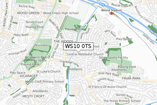 WS10 0TS map - small scale - OS Open Zoomstack (Ordnance Survey)