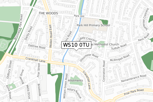 WS10 0TU map - large scale - OS Open Zoomstack (Ordnance Survey)
