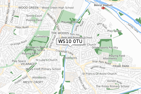 WS10 0TU map - small scale - OS Open Zoomstack (Ordnance Survey)