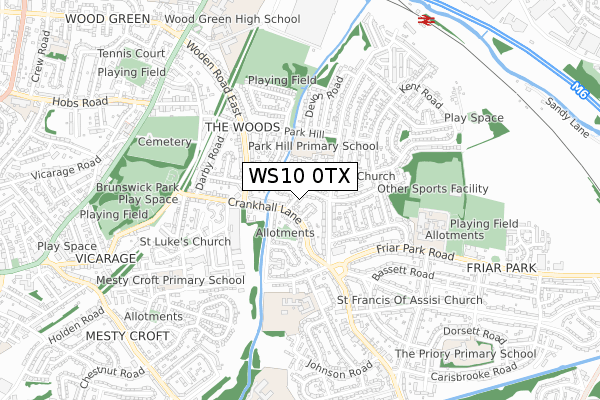 WS10 0TX map - small scale - OS Open Zoomstack (Ordnance Survey)
