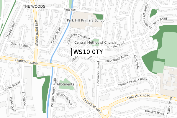 WS10 0TY map - large scale - OS Open Zoomstack (Ordnance Survey)